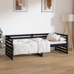 vidaXL Sofá cama de madera maciza de pino negro 80x200 cm