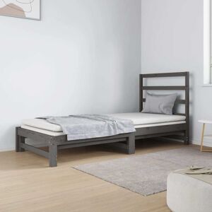 vidaXL Sofá cama extraíble madera maciza de pino gris 2x(90x190) cm