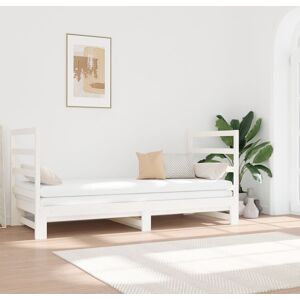 vidaXL Sofá cama extraíble madera maciza de pino blanco 2x(90x190) cm