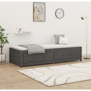 vidaXL Sofá cama de madera maciza de pino gris 90x190 cm