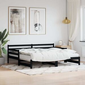 vidaXL Sofá cama nido madera maciza de pino negro 90x190 cm