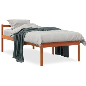 vidaXL Cama para mayores madera maciza de pino marrón cera 90x190 cm