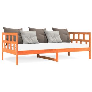 vidaXL Sofá cama de madera maciza de pino marrón cera 90x190 cm