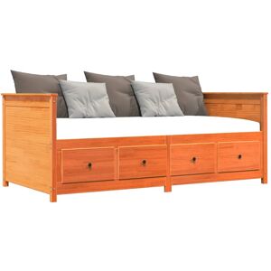 vidaXL Sofá cama de madera maciza de pino marrón cera 80x200 cm