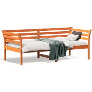 vidaXL Sofá cama de madera maciza de pino marrón cera 90x190 cm