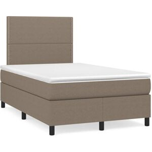 vidaXL Cama box spring con colchón tela gris taupe 120x190 cm