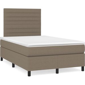 vidaXL Cama box spring con colchón tela gris taupe 120x190 cm