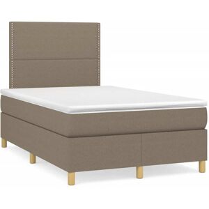 vidaXL Cama box spring con colchón tela gris taupe 120x190 cm