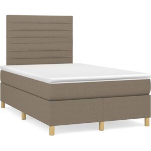 vidaXL Cama box spring con colchón tela gris taupe 120x190 cm