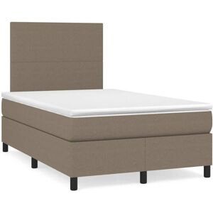 vidaXL Cama box spring con colchón y LED tela gris taupe 120x190 cm