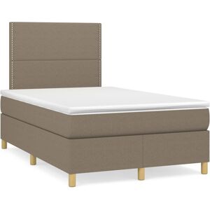 vidaXL Cama box spring con colchón y LED tela gris taupe 120x190 cm