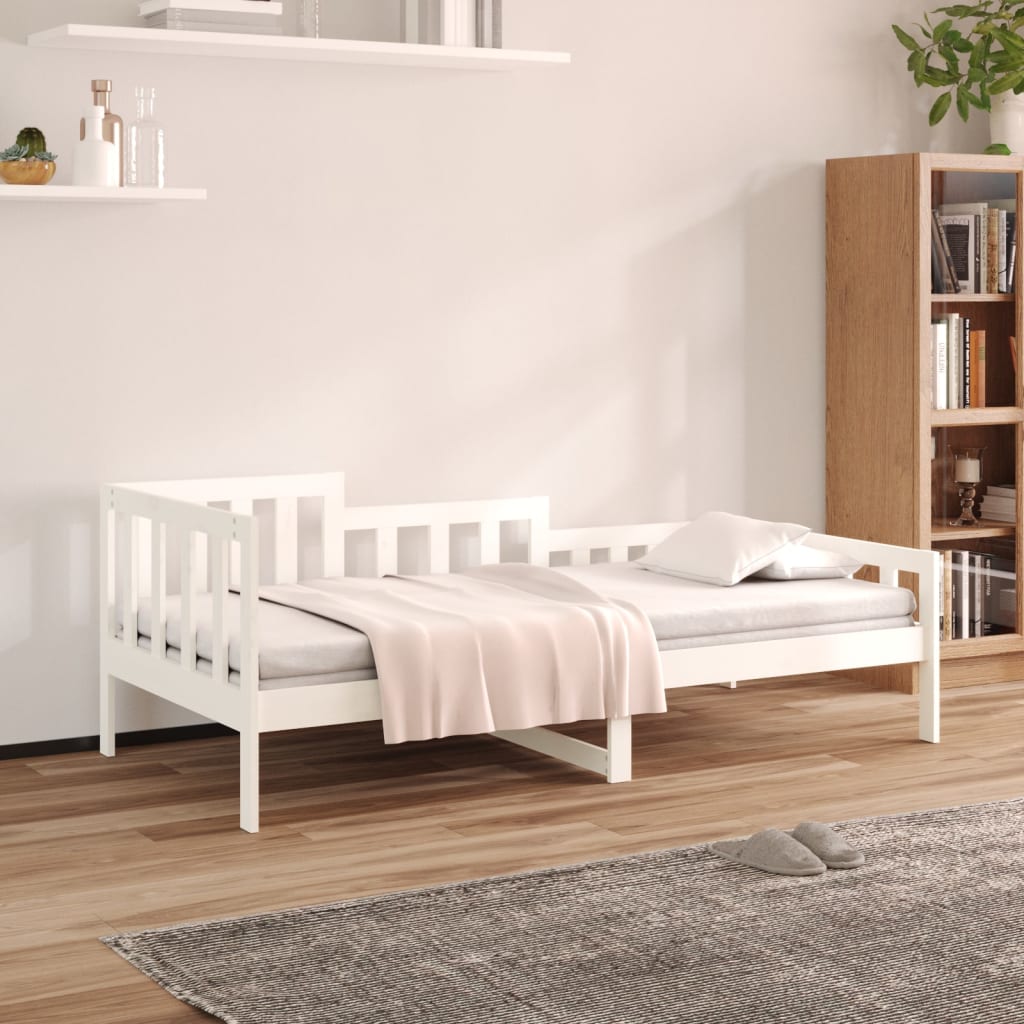 vidaXL Sofá cama madera maciza de pino blanco 90x190 cm