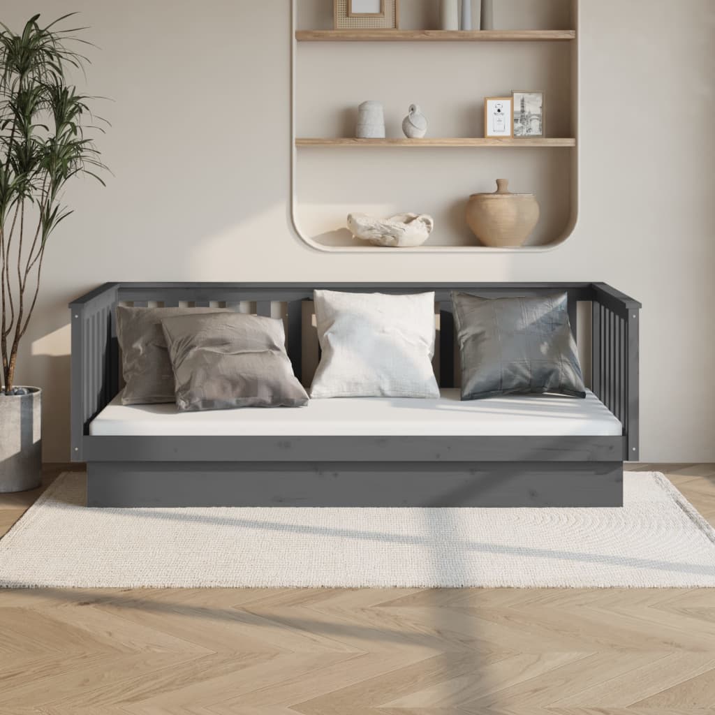 vidaXL Sofá cama madera maciza de pino gris 80x200 cm