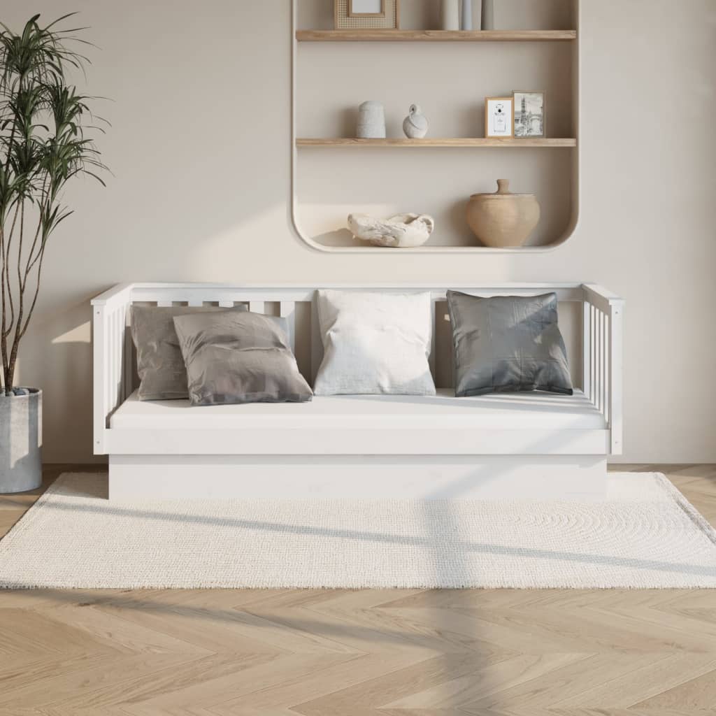 vidaXL Sofá cama madera maciza de pino blanco 90x190 cm