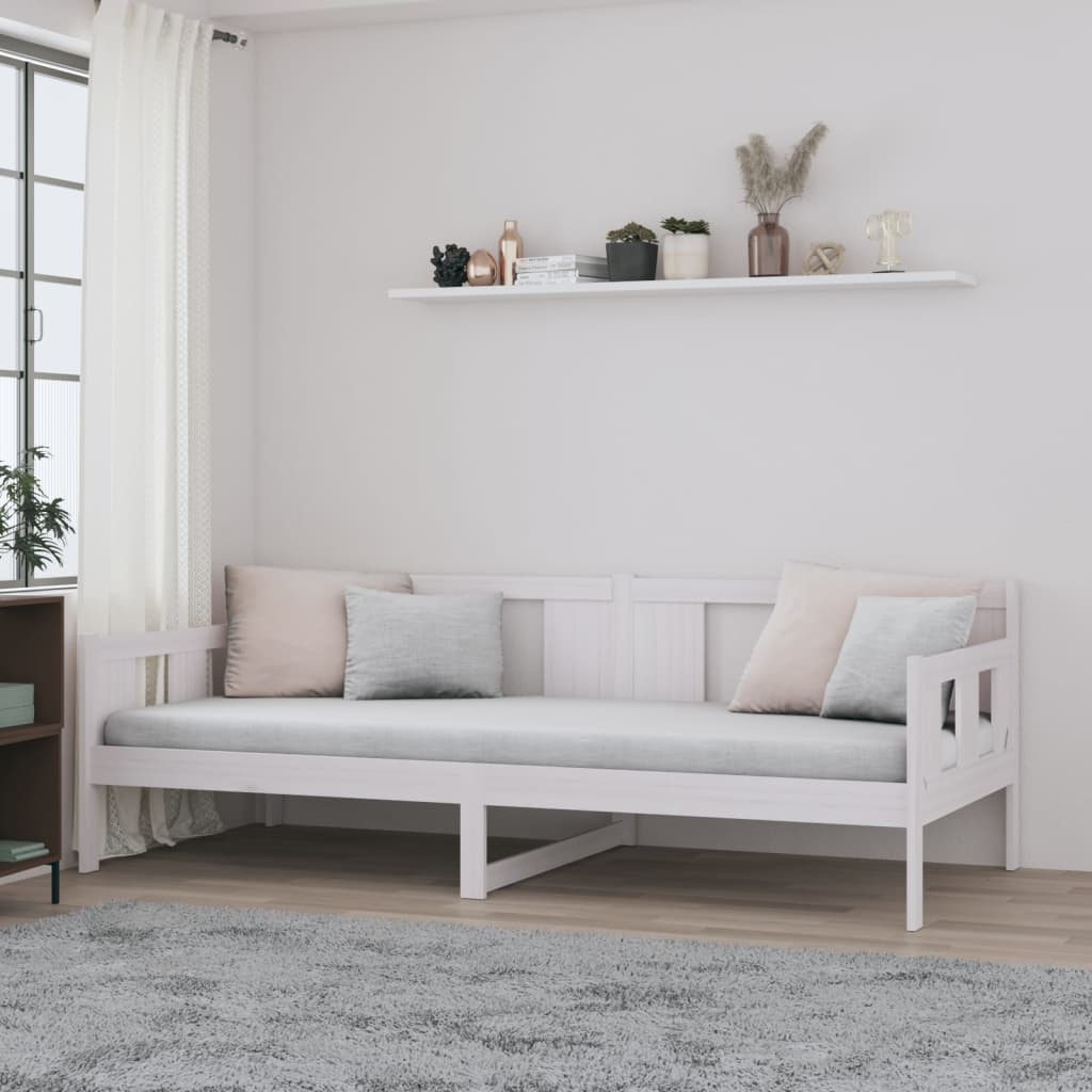 vidaXL Sofá cama madera maciza de pino blanco 90x190 cm