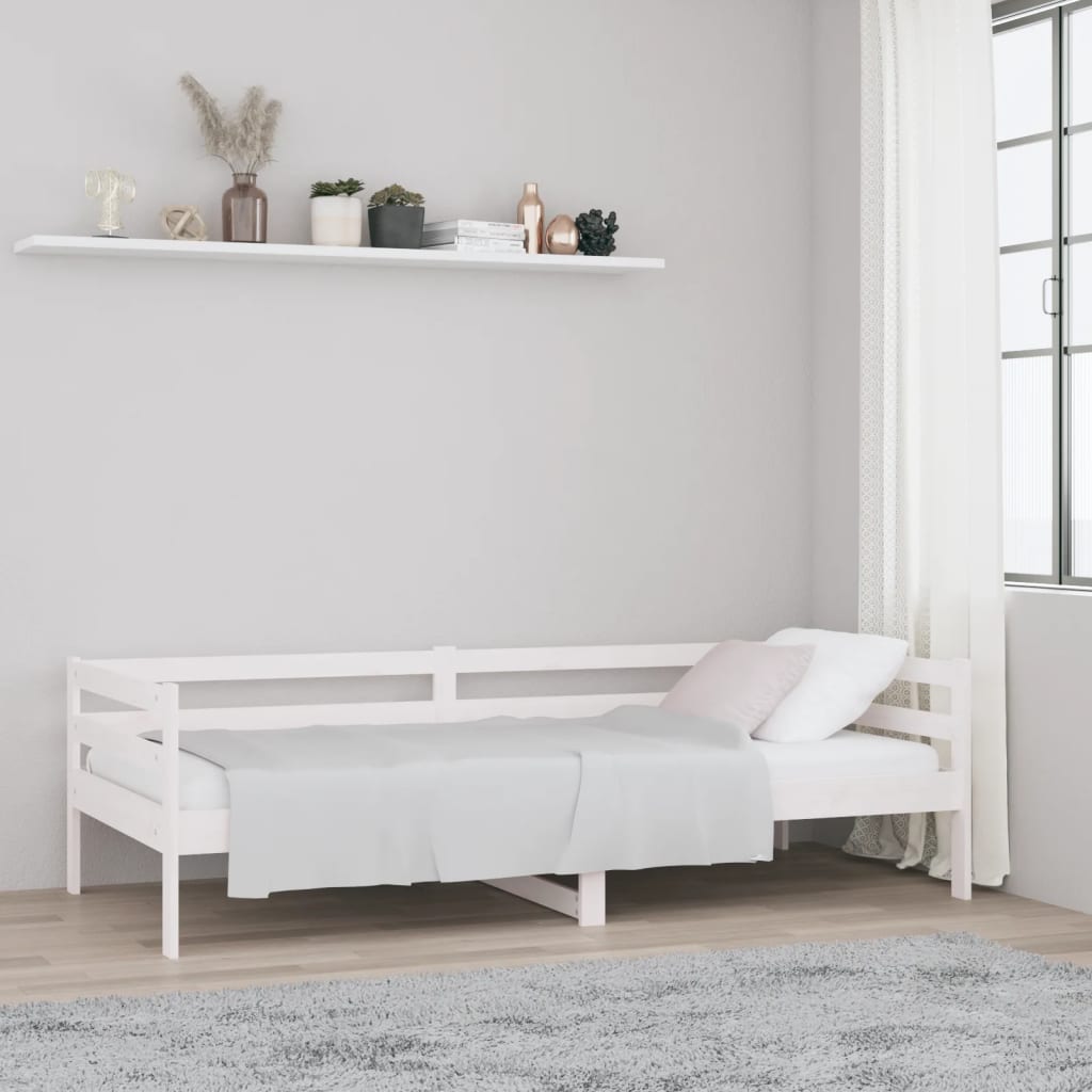 vidaXL Sofá cama madera maciza de pino blanco 90x190 cm