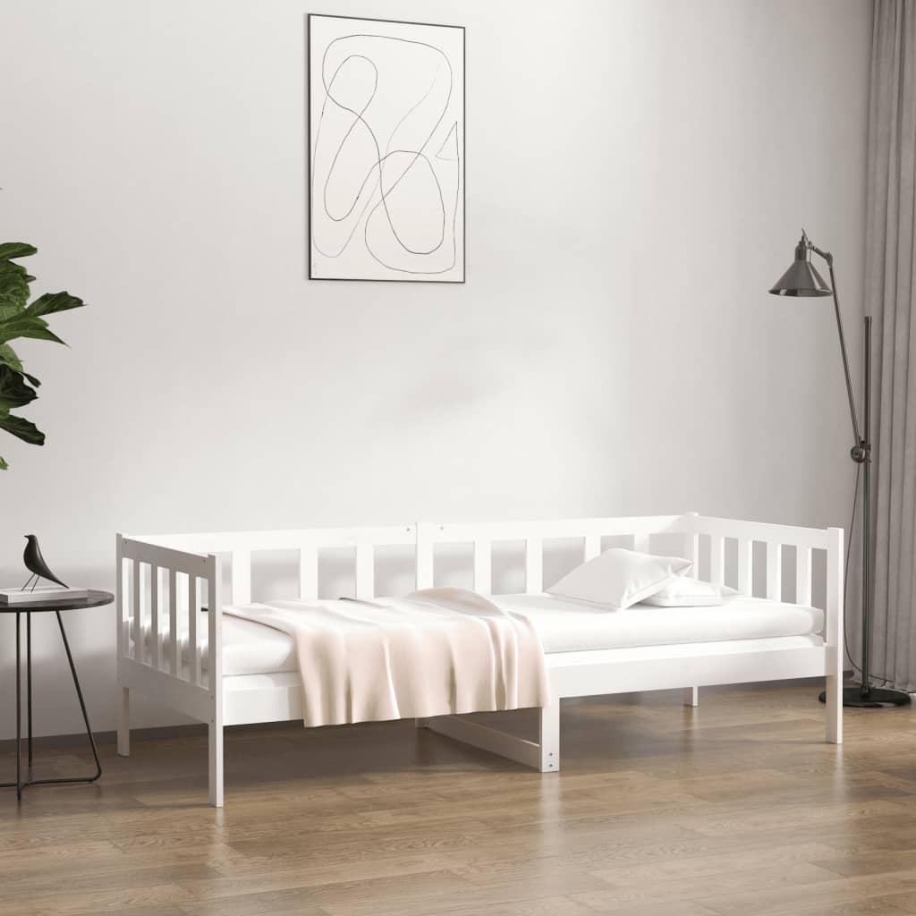 vidaXL Sofá cama madera maciza de pino blanco 90x190 cm