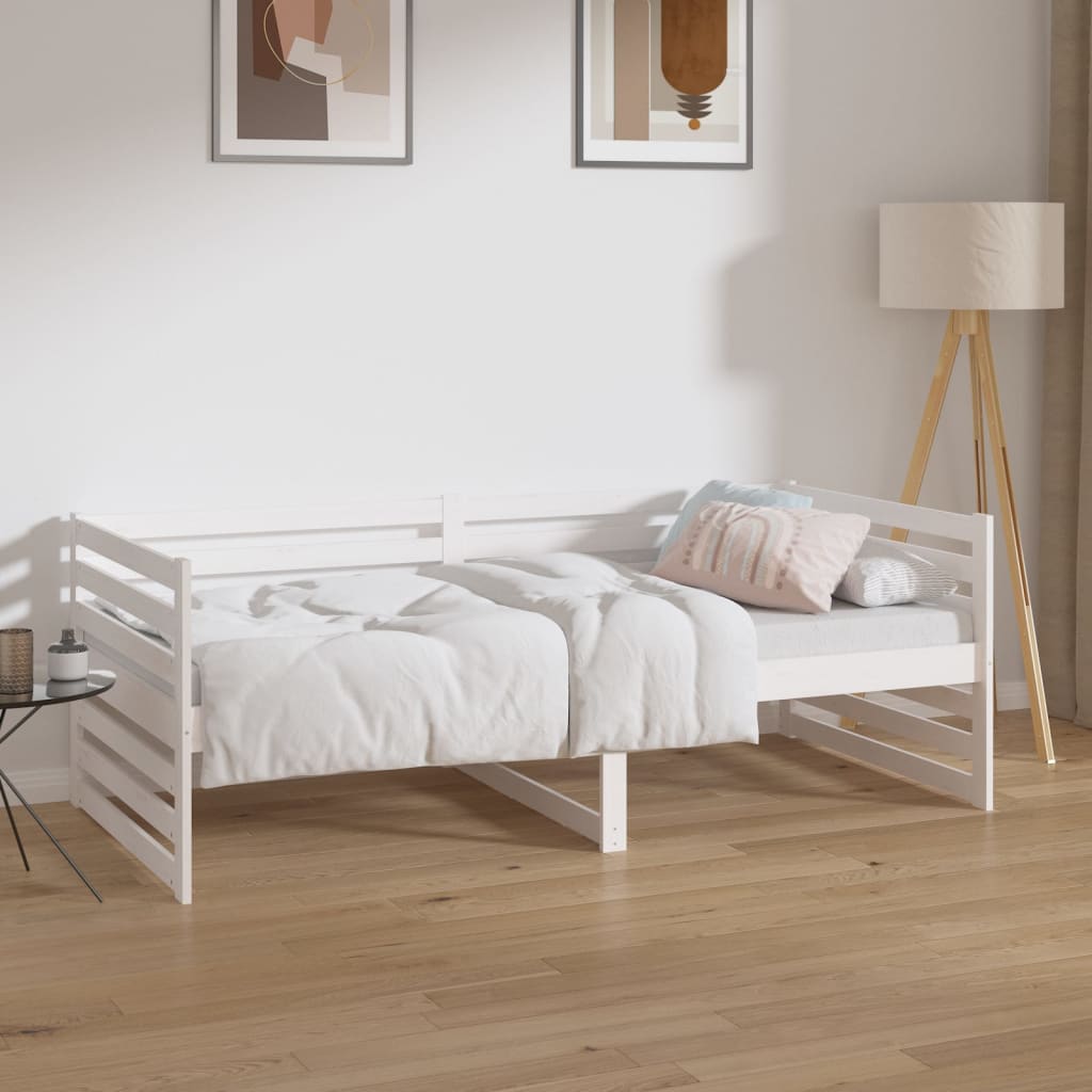 vidaXL Sofá cama madera maciza de pino blanco 90x190 cm