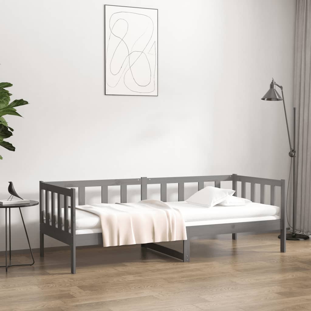 vidaXL Sofá cama madera maciza de pino gris 80x200 cm