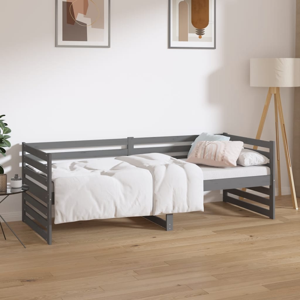 vidaXL Sofá cama madera maciza de pino gris 80x200 cm