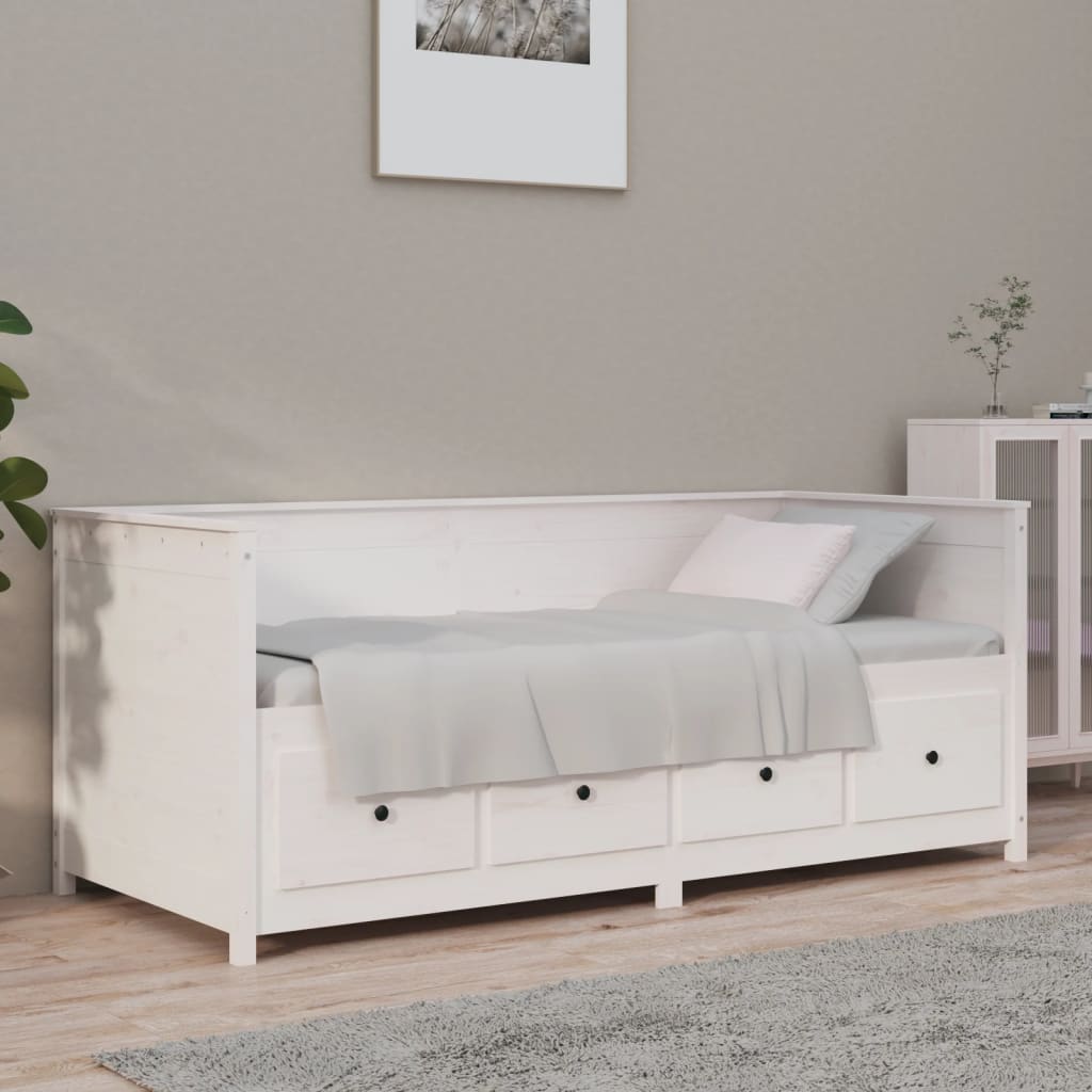 vidaXL Sofá cama madera maciza de pino blanco 90x190 cm