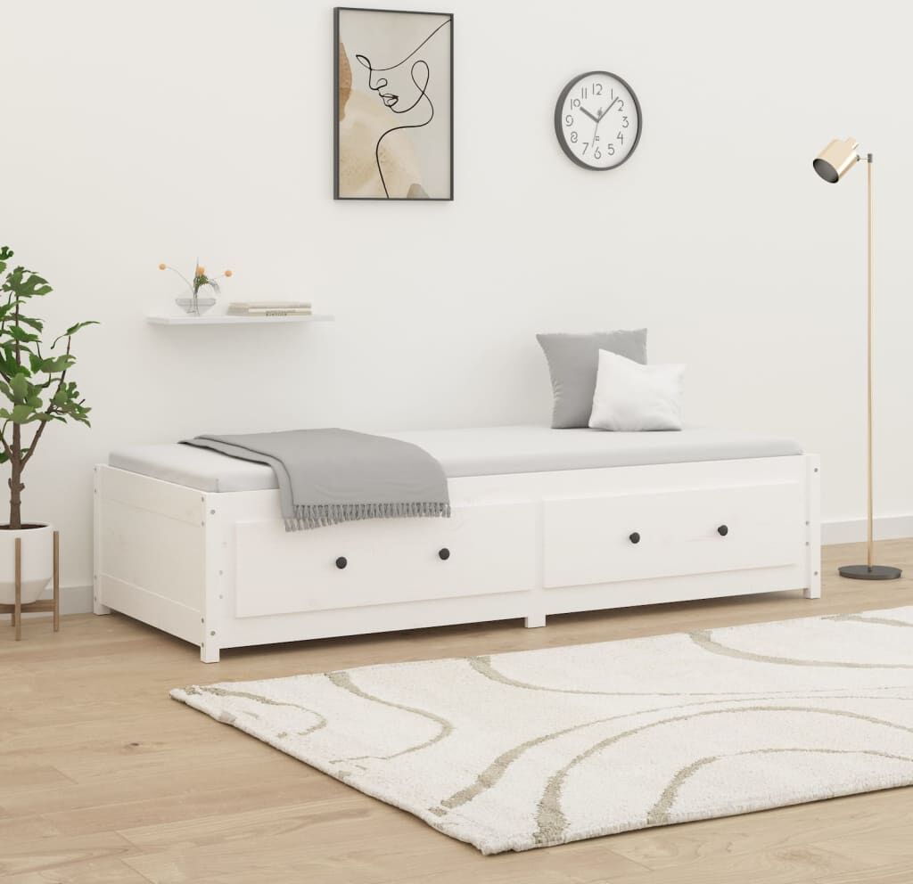 vidaXL Sofá cama de madera maciza de pino blanco 90x190 cm