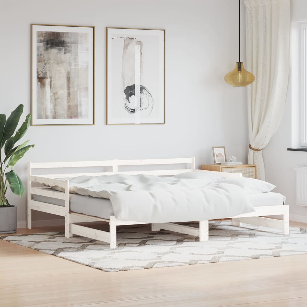 vidaXL Sofá cama nido madera maciza de pino blanco 90x190 cm