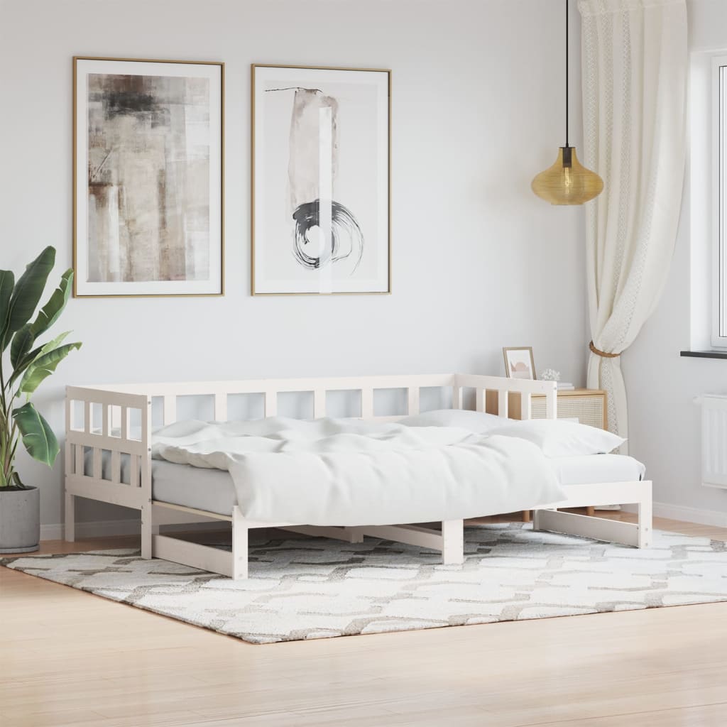 vidaXL Sofá cama nido madera maciza de pino blanco 90x190 cm