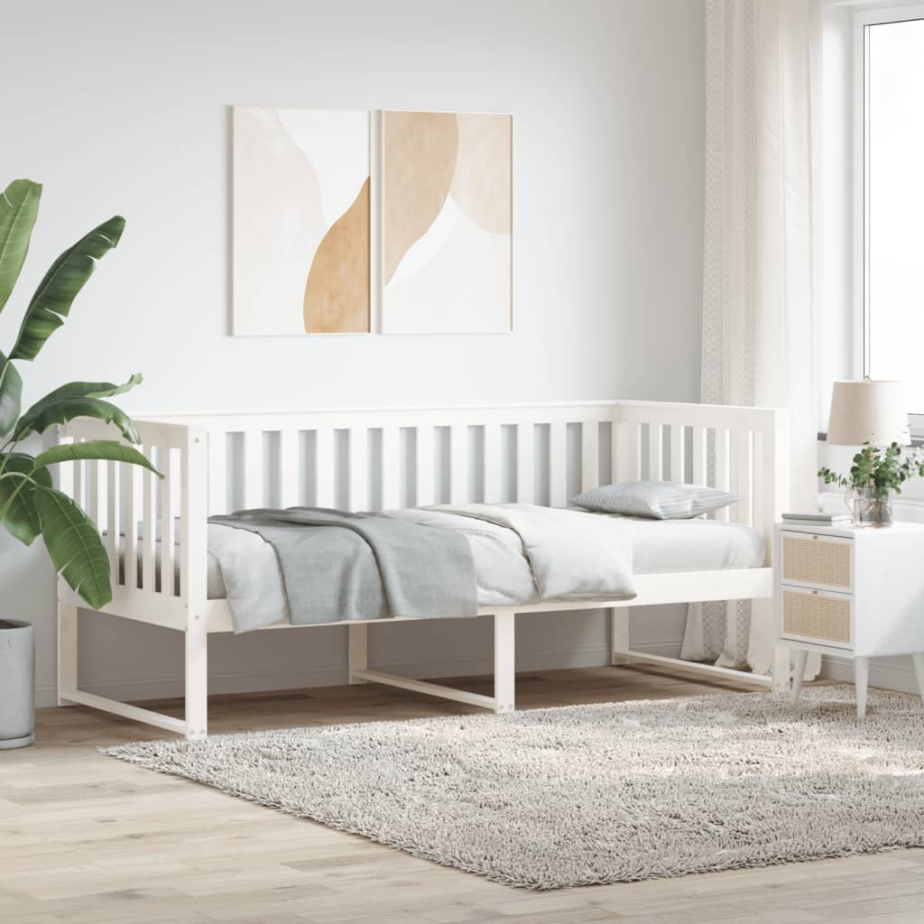 vidaXL Sofá cama madera maciza de pino blanco 90x190 cm