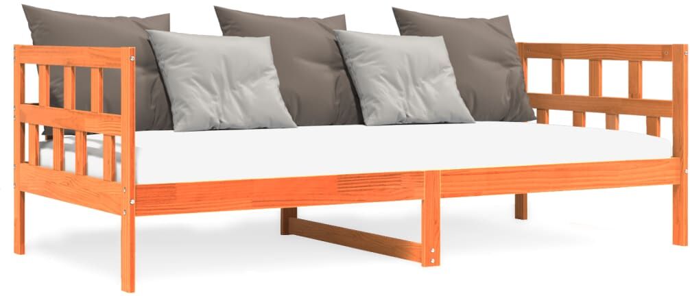 vidaXL Sofá cama de madera maciza de pino marrón cera 90x190 cm