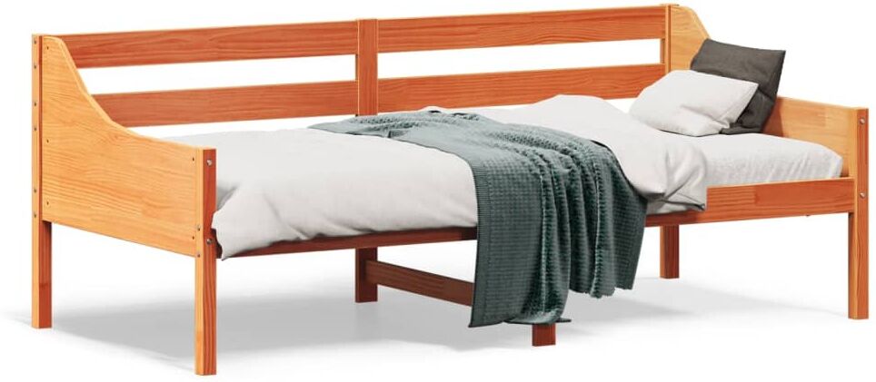 vidaXL Sofá cama de madera maciza de pino marrón cera 90x190 cm