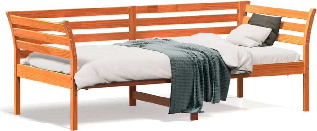 vidaXL Sofá cama de madera maciza de pino marrón cera 90x190 cm