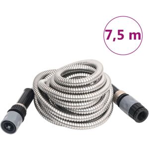 vidaXL Manguera jardín y pulverizador acero inoxidable plata 14mm 7,5m