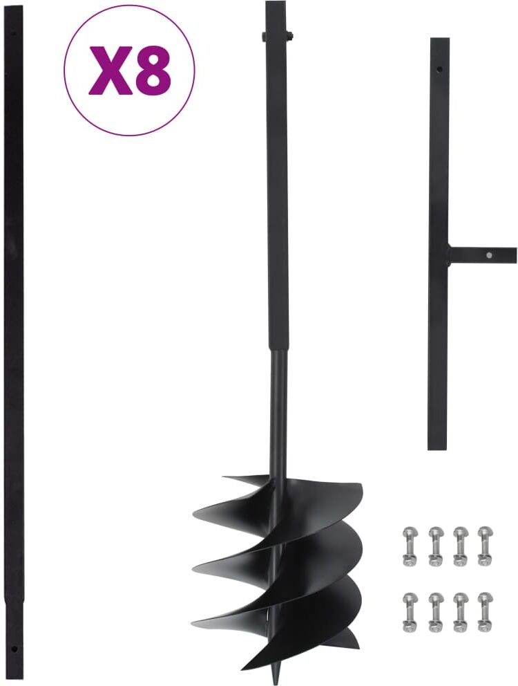 vidaXL Taladro de tierra con mango 250 mm tubo de extensión 8 m acero