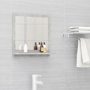 vidaXL Espejo de baño madera contrachapada gris hormigón 40x10,5x37 cm