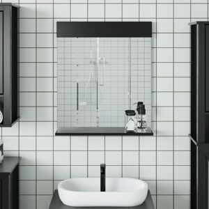 vidaXL Espejo de baño con estante BERG madera maciza negro 60x12x70cm