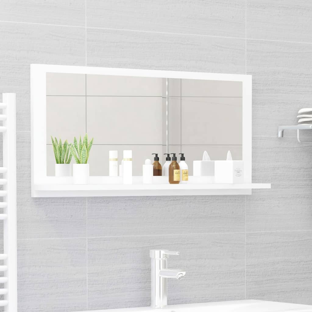 vidaXL Espejo de baño madera contrachapada blanco 80x10,5x37 cm