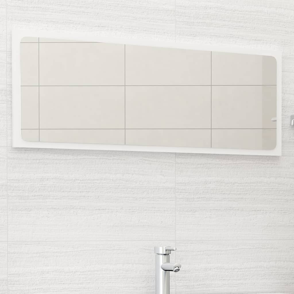 vidaXL Espejo de baño madera contrachapada blanco brillo 100x1,5x37 cm