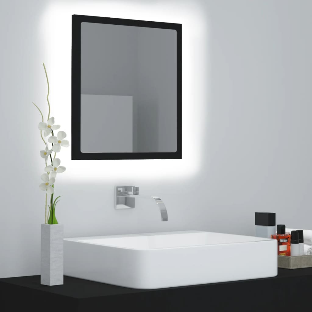 vidaXL Espejo de baño acrílico negro brillo 40x8,5x37 cm