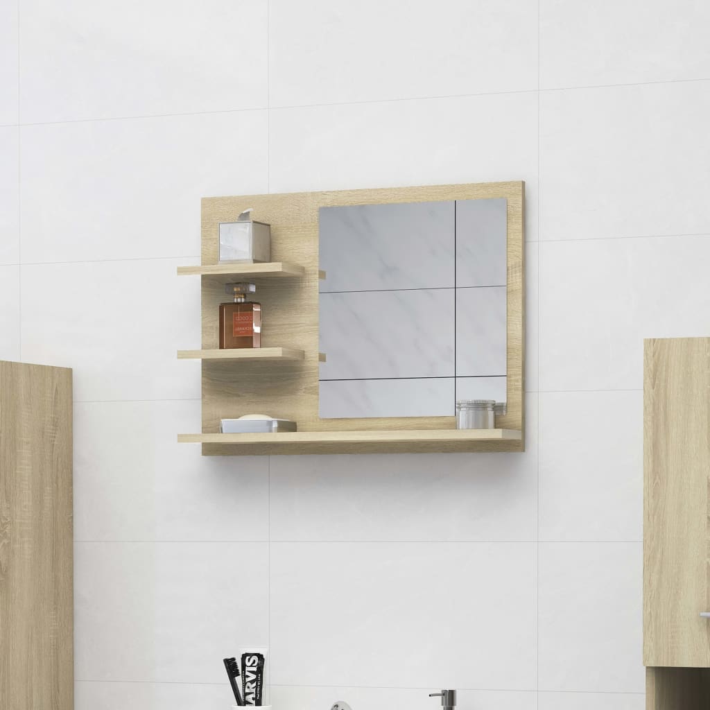 vidaXL Espejo de baño madera contrachapada roble Sonoma 60x10,5x45 cm