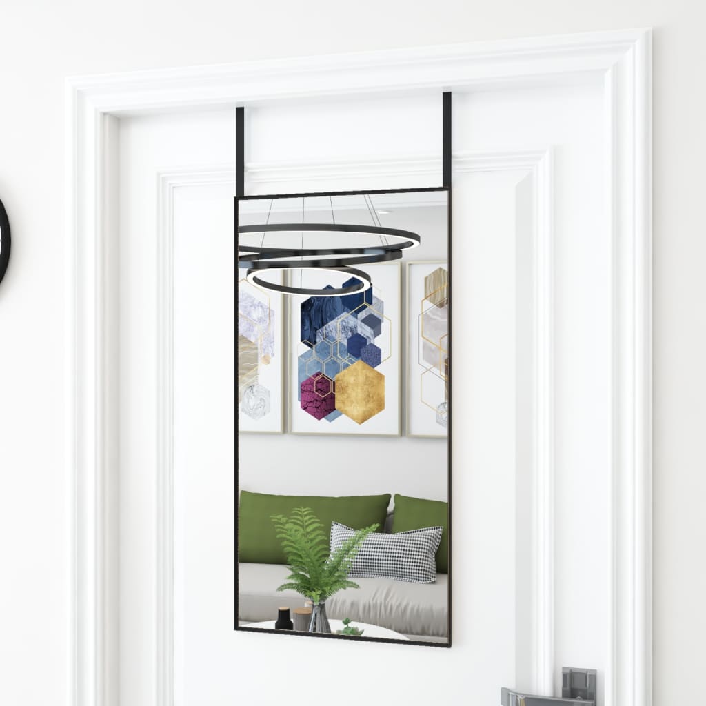 vidaXL Espejo de puerta cristal y aluminio negro 40x80 cm
