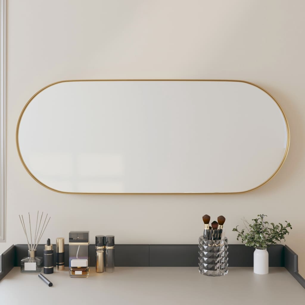 vidaXL Espejo de pared ovalado dorado 25x60 cm
