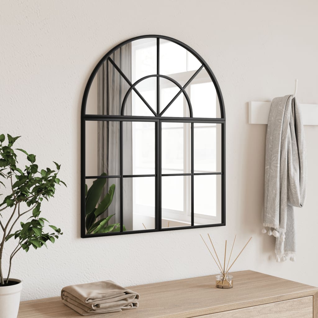 vidaXL Espejo de pared arco de hierro negro 60x70 cm