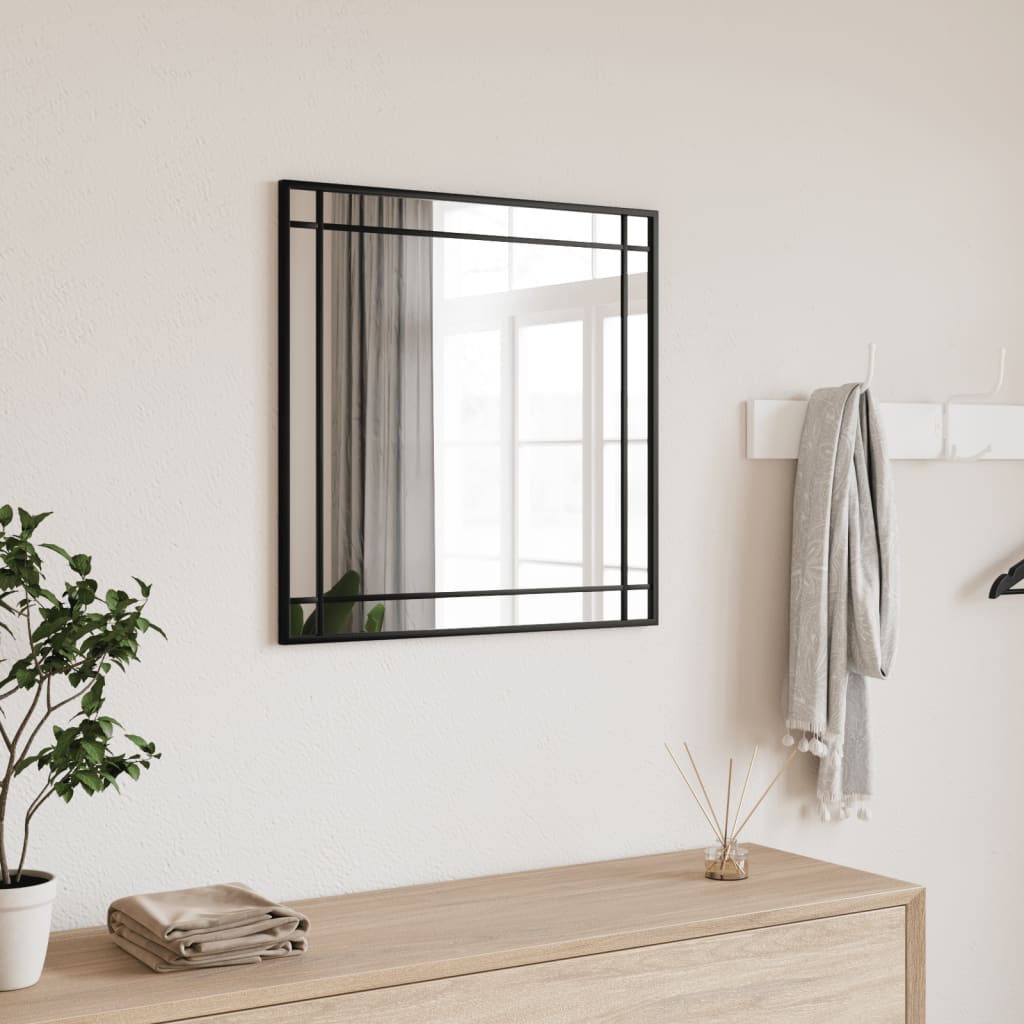 vidaXL Espejo de pared cuadrado de hierro negro 60x60 cm