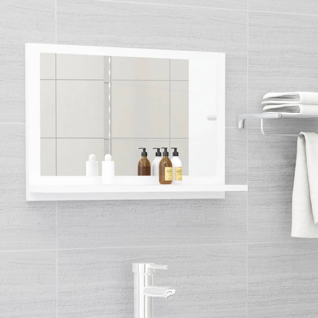 vidaXL Espejo de baño madera contrachapada blanco 60x10,5x37 cm