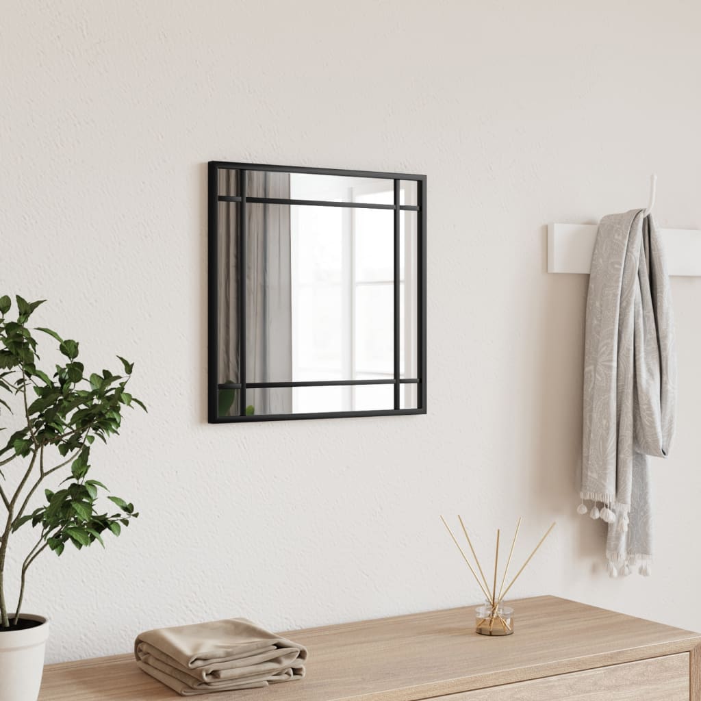 vidaXL Espejo de pared cuadrado de hierro negro 40x40 cm