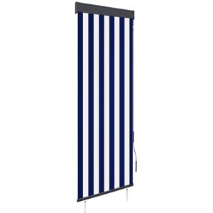 vidaXL Estor enrollable de exterior azul y blanco 60x250 cm