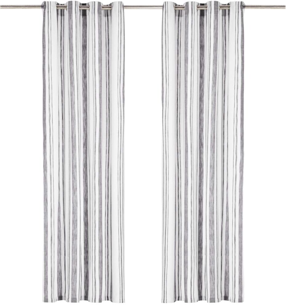 vidaXL Cortinas anillas metal 2 pzas algodón rayas antracita 140x245cm vidaXL Cortinas anillas metal 2 pzas algodón rayas antracita 140x245cm