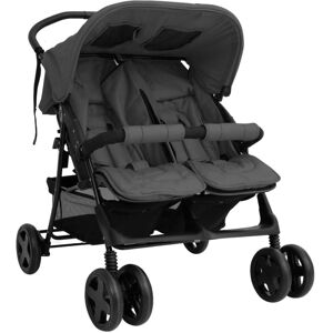 vidaXL Carrito para gemelos de acero gris oscuro