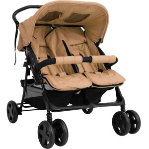 vidaXL Carrito para gemelos de acero gris taupé